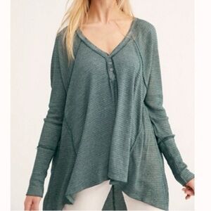 Free People We The Free Citrine Waffle Knit Thermal Top, Green, XS